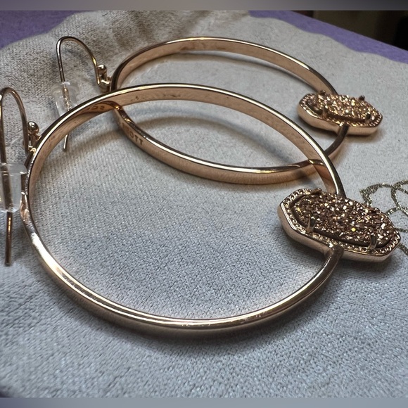 Kendra Scott Rose Gold Druzy Hoop Earrings - Picture 3 of 4